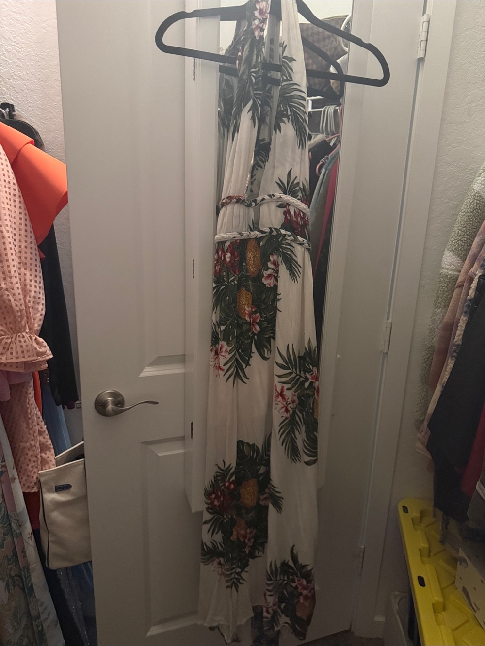 ILLA ILLA White Maxi Dress with Green & Yellow Tropical Print